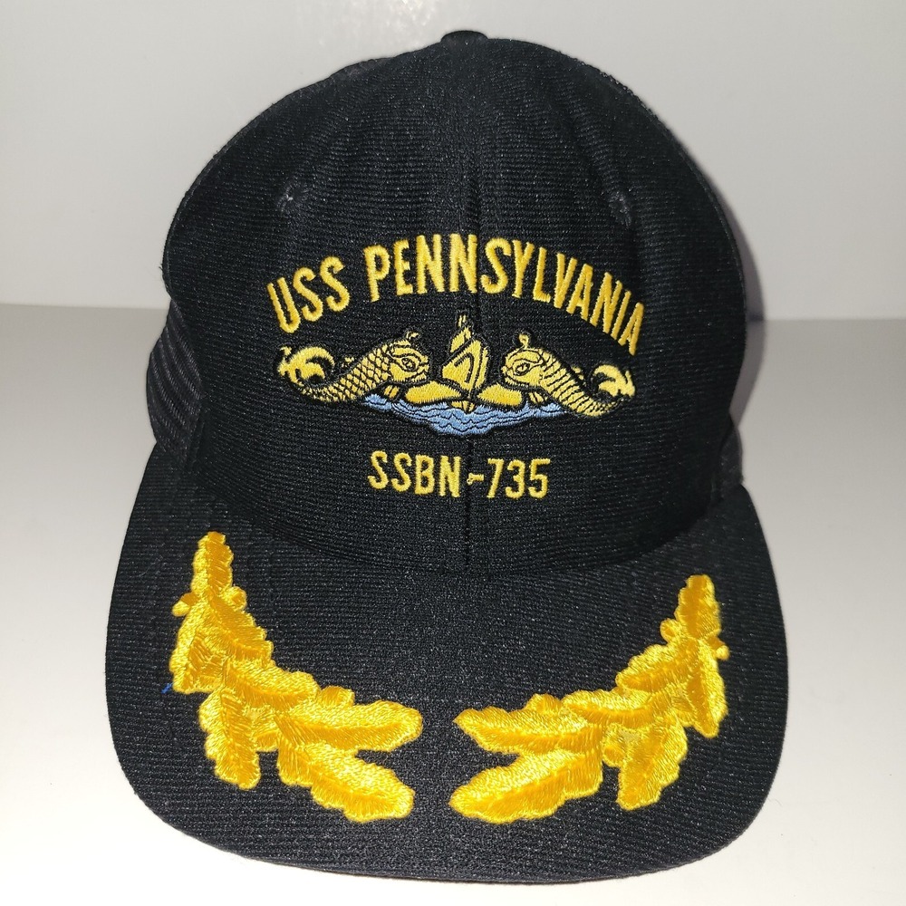 USS Pennsylvania SSBN-735 Mesh Back Trucker‎ Hat Cap Snapback Made In USA DeLong